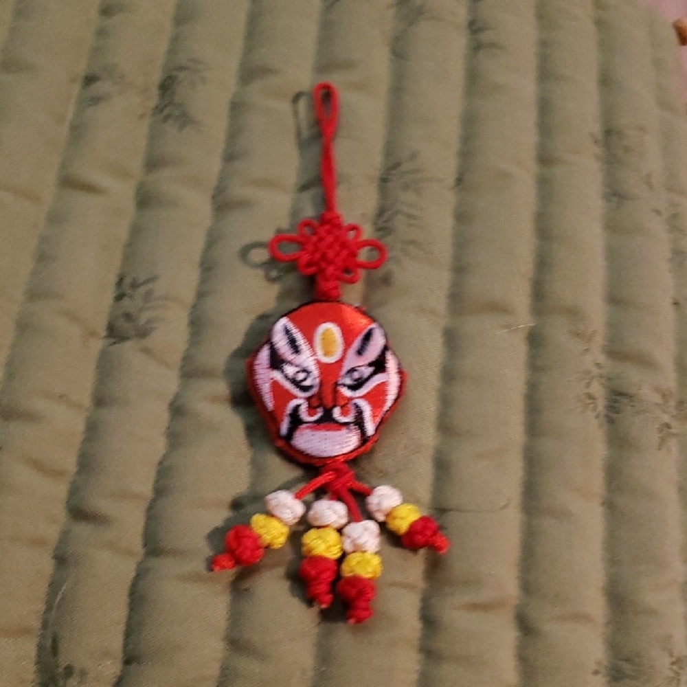 Chinese Opera Mask Mystic Knot Tassel Charm For Good Luck